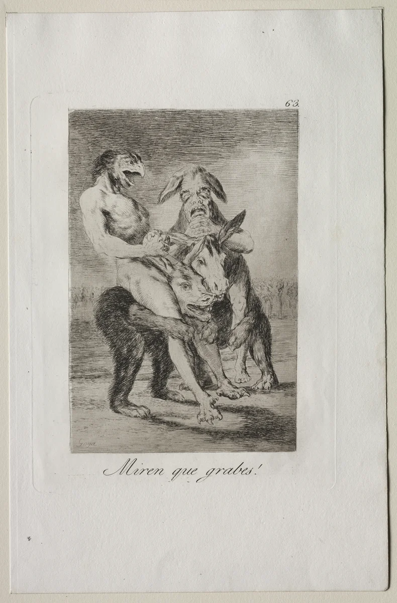 Look How Solemn They Are!, Plate 63 by Francisco de Goya, print, 1799