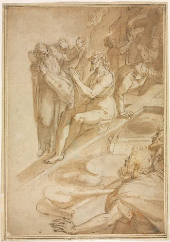 The Verification of the True Cross by Filippo Bellini, drawing, 1585-1595