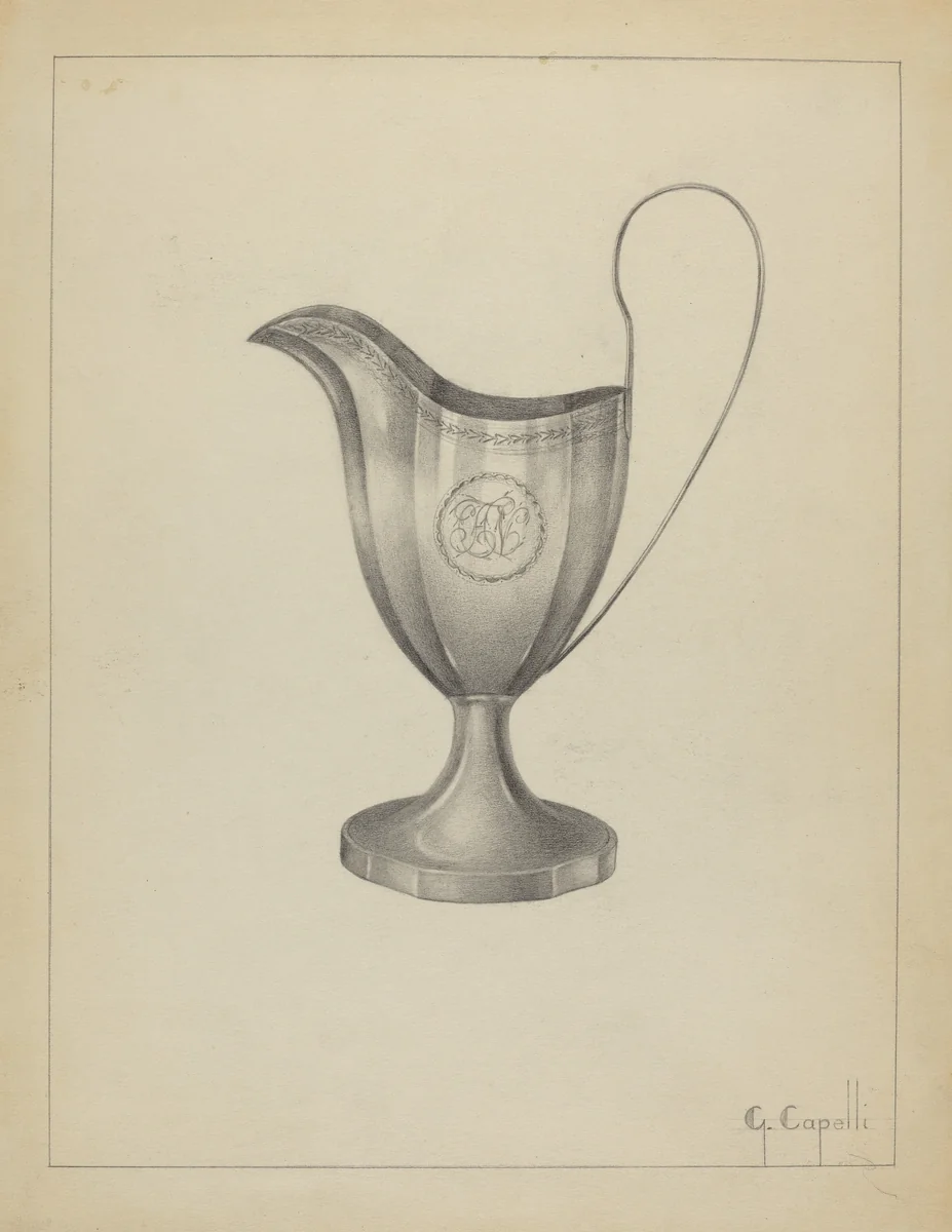 Silver Pitcher by Gordon Sanborn, index of american design, 1935-1942