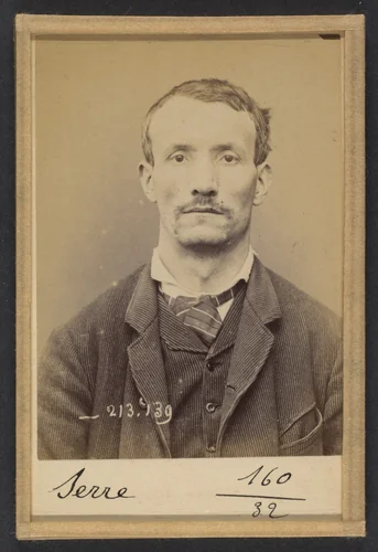 Serre. Auguste. 37 ans, né à Anonnay (Ardêche) le 13/10/56. Mégissier. Anarchiste. 20/1/94. by Alphonse Bertillon, photograph, 1894