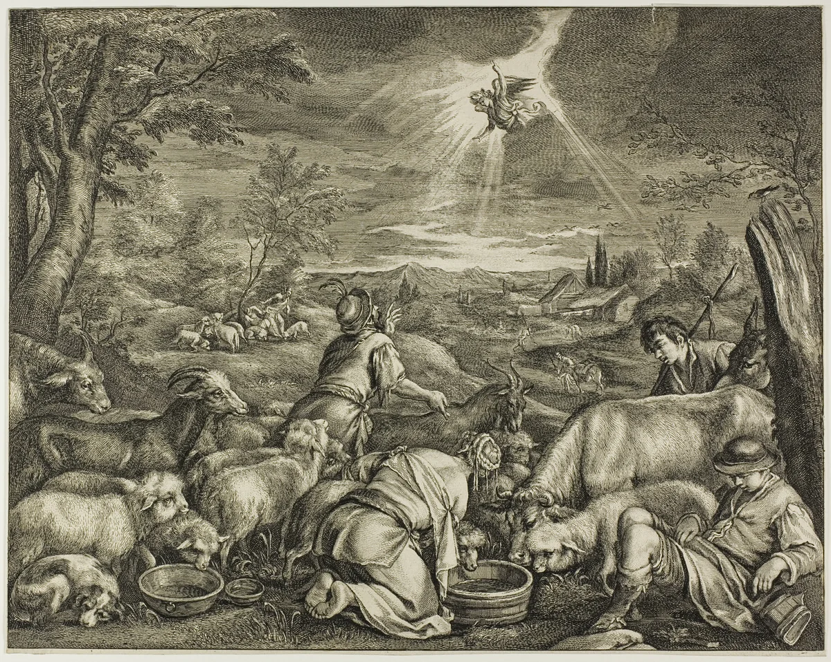 The Departure of Abraham for Sichem, from Cabinet Reynst by Cornelis Visscher, print, 1655-1658