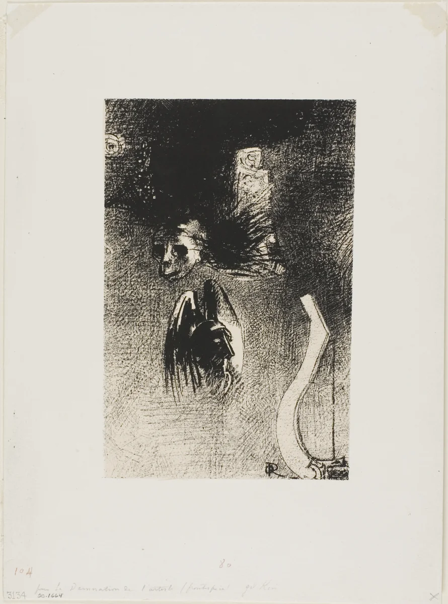 Frontispiece for Iwan Gilkin's Damnation de l'artiste by Odilon Redon, print, 1889