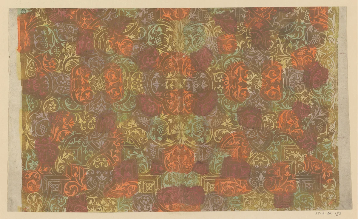 Blad met Lodewijk XIV-ornament, bandwerk, ranken met vruchten by Johann Carl Munck, other, 1750-1794