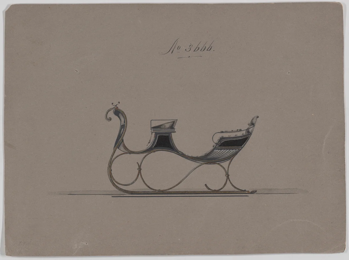 Design for 4 Seat Sleigh, no. 3666 by Brewster & Co., drawing, 1881