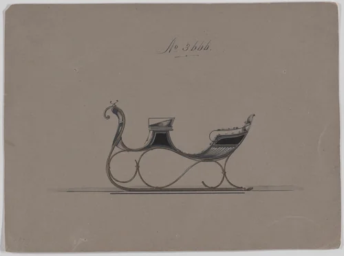Design for 4 Seat Sleigh, no. 3666 by Brewster & Co., drawing, 1881