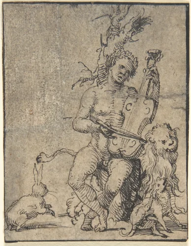 Orpheus Playing to the Animals by anonymous, drawing, 1515-1525