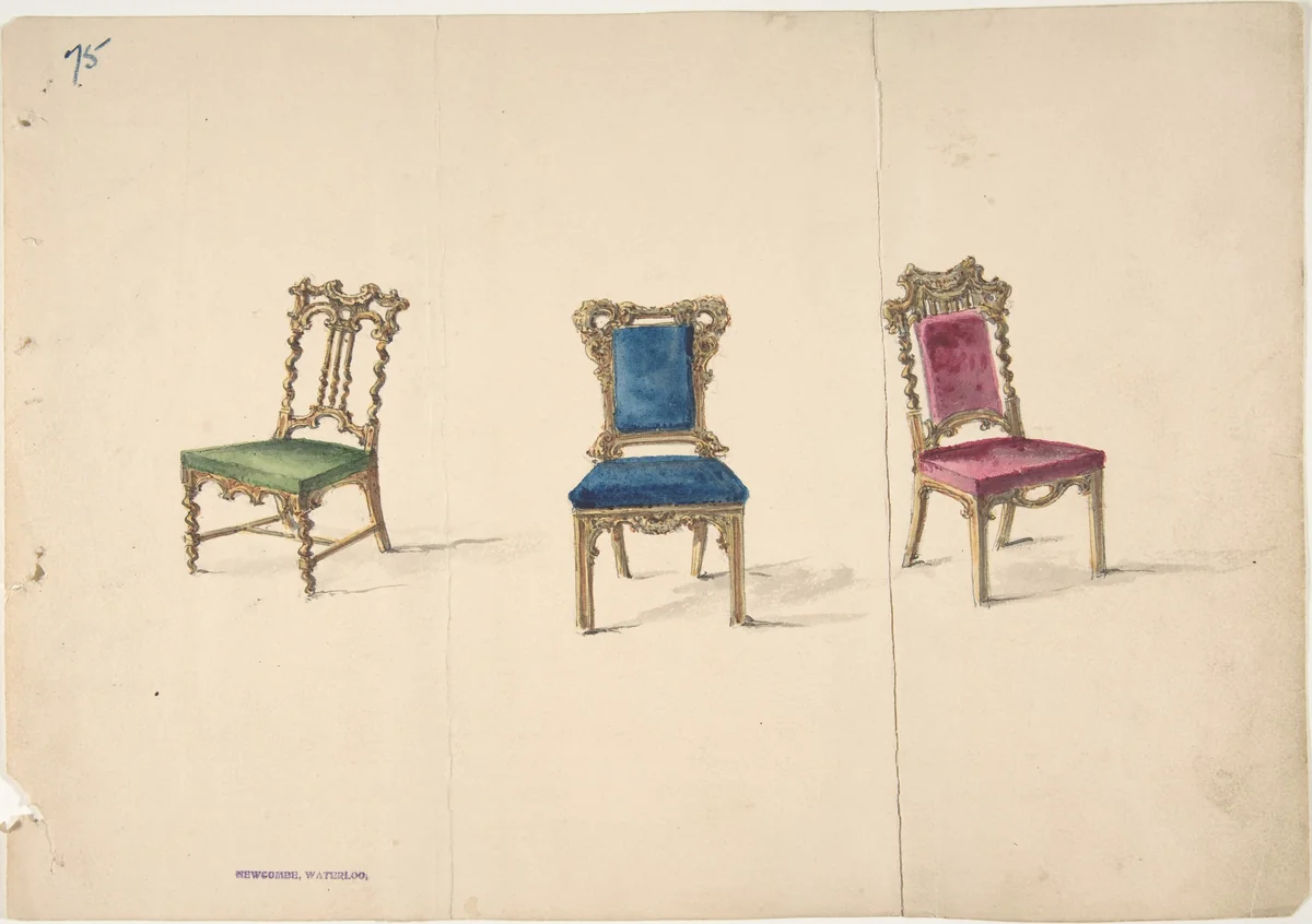 Designs for Three Chairs by anonymous, drawing, 1815-1825