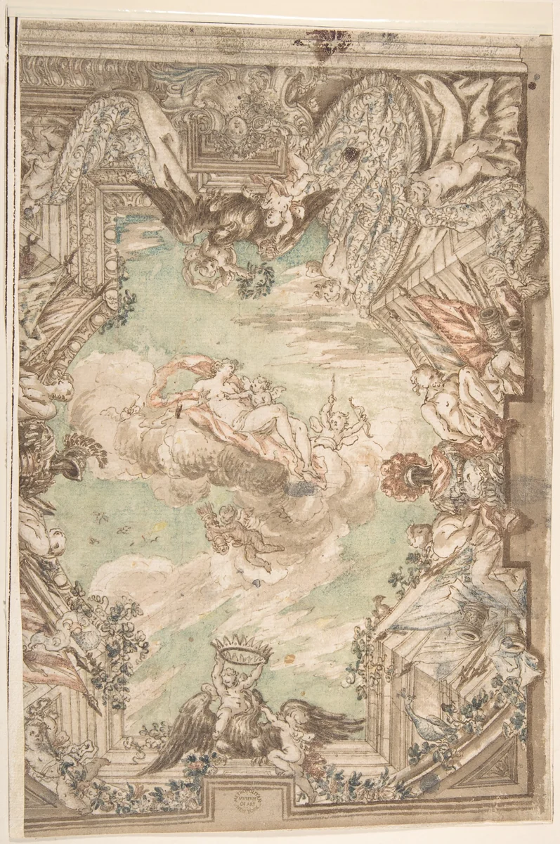 Design for a Ceiling by anonymous, drawing, 1600-1700