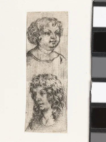 Studie van twee hoofden by Meester van het Amsterdamse Kabinet, print, 1485-1490