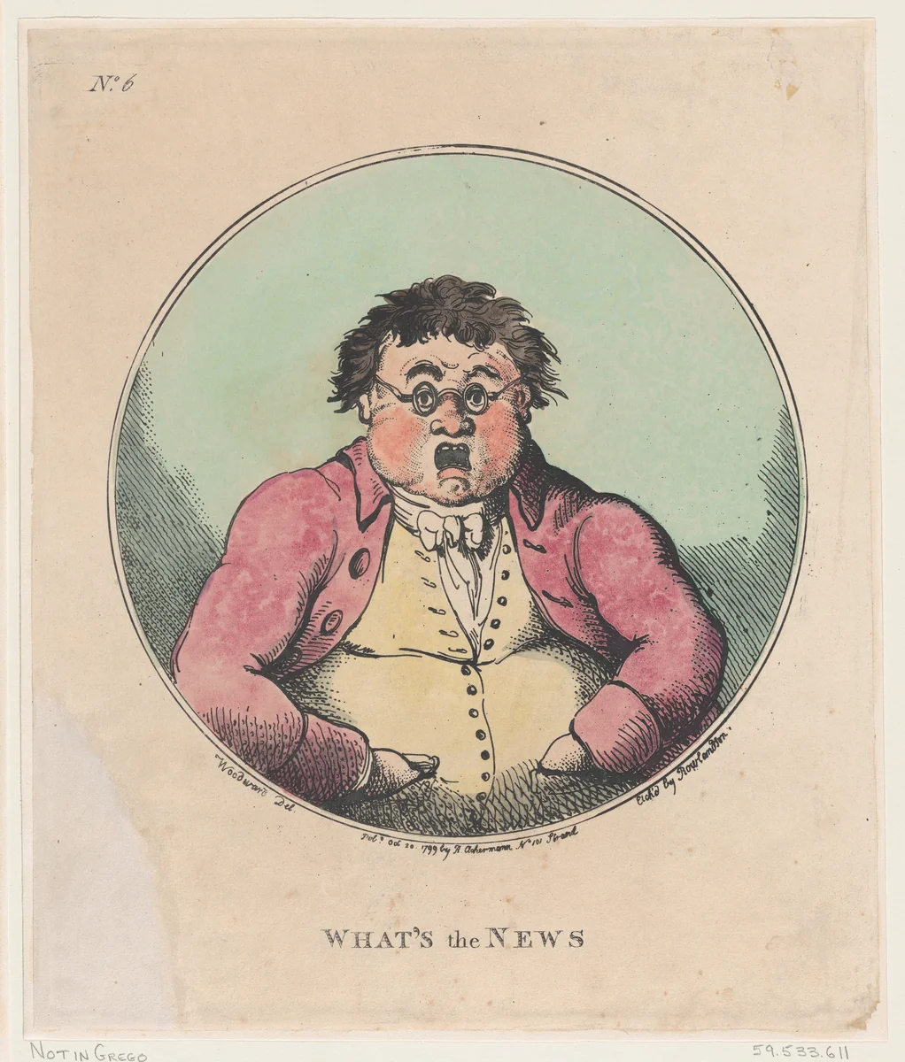 What's The News by Thomas Rowlandson, print, 1799
