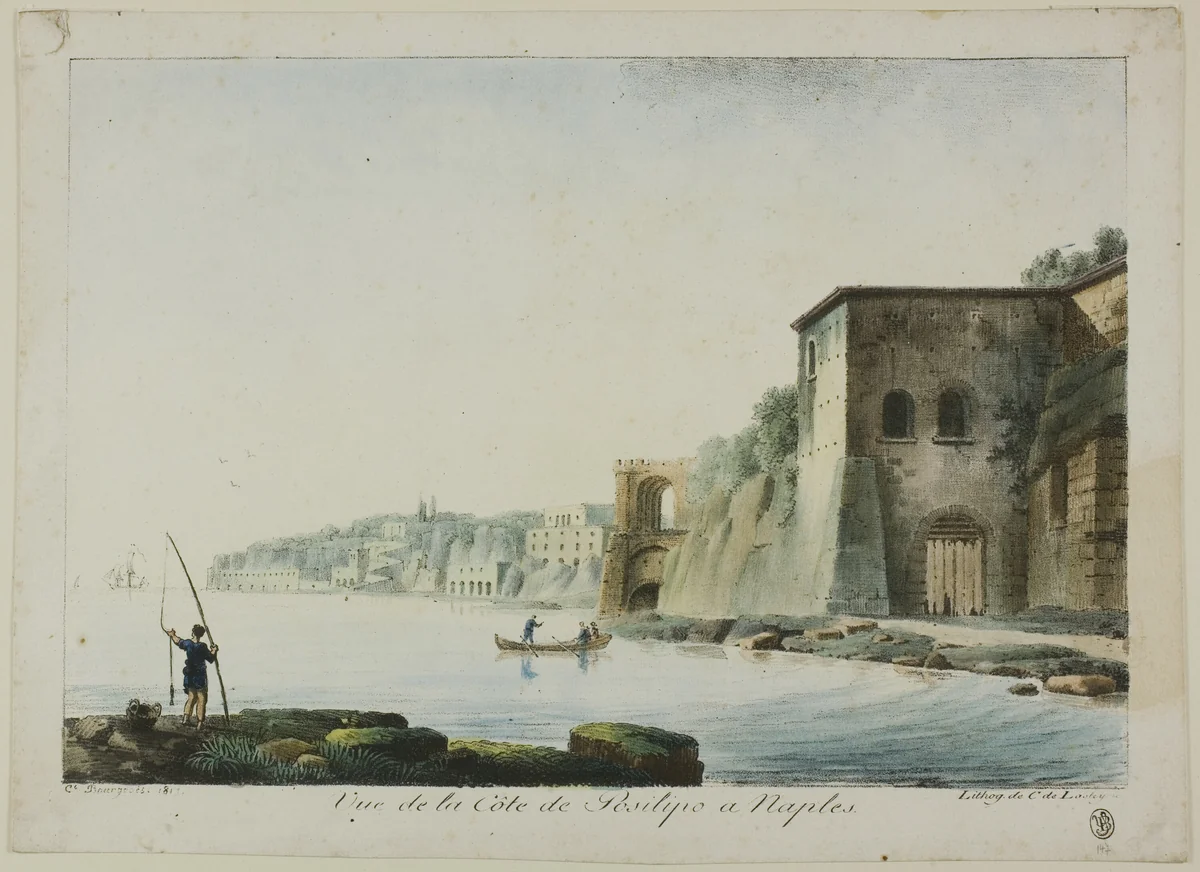 View of the Coastline of Posilipo at Naples, from Views of Italy by Constant Bourgeois, print, 1817