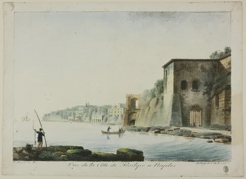 View of the Coastline of Posilipo at Naples, from Views of Italy by Constant Bourgeois, print, 1817