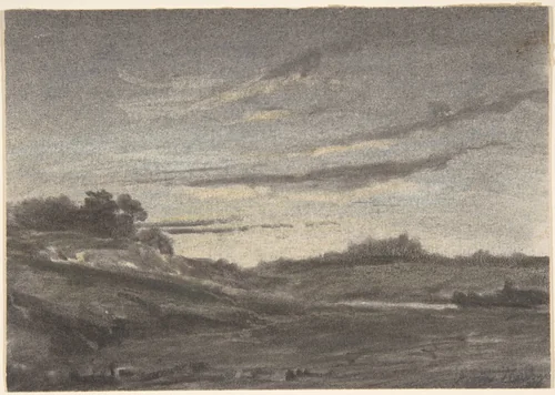 Coastal Landscape by Anton Melbye, drawing, 1838-1875