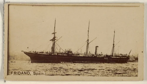 Fridano, Spain, from the Famous Ships series (N50) for Virginia Brights Cigarettes by Allen & Ginter, photograph, 1895