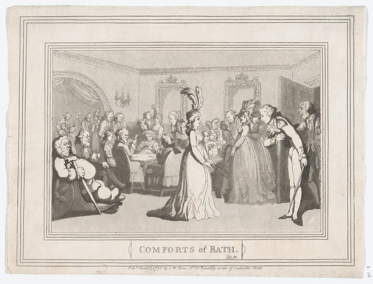 Comforts of Bath, Plate 8 by Thomas Rowlandson, print, 1798