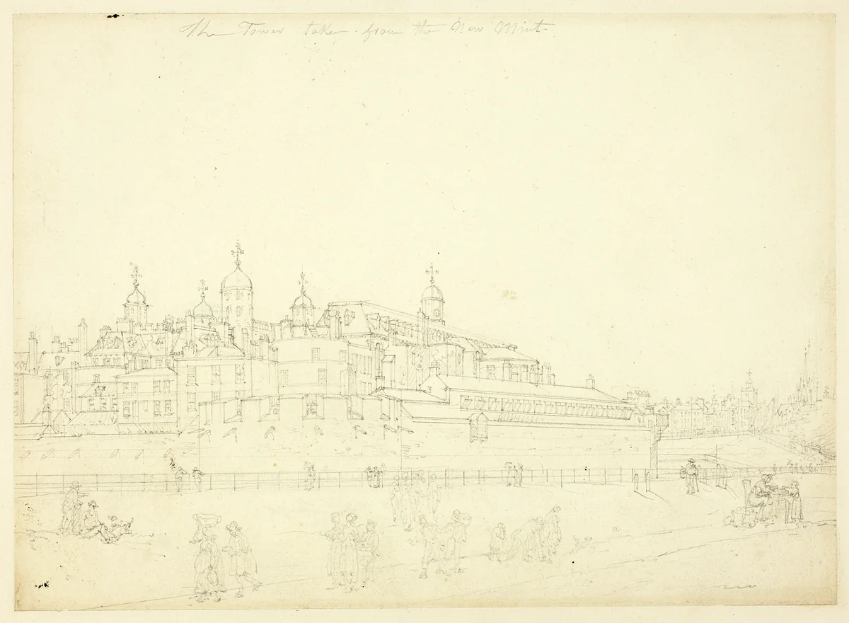 Study for The Tower Taken from the New Mint, from Microcosm of London by Augustus Charles Pugin
Thomas Rowlandson, drawing, 1807-1809