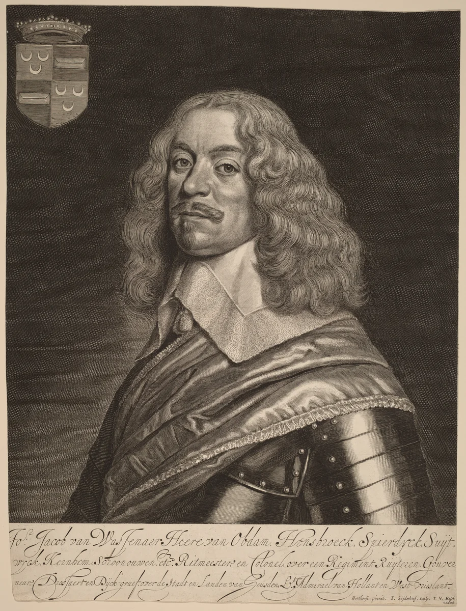 Jacob van Wassenaer van Obdam by Jonas Suyderhoff; Gerrit van Honthorst, print, 1613-1686