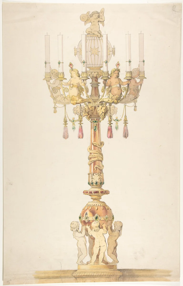 Design for a Candelabra by Aimé Chenavard, drawing, 1810-1838