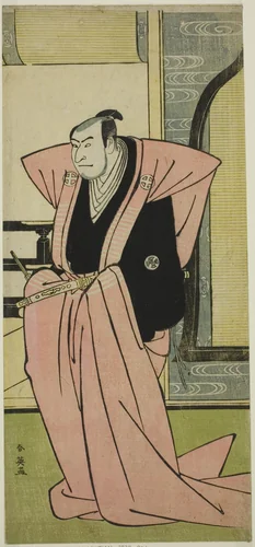 The Actor Otani Oniji III in an Unidentified Role in the Play Yukimi-zuki Eiga Hachi no Ki (?), Performed at the Nakamura Theater (?) in the Eleventh Month, 1787 (?) by Katsukawa Shun'ei (勝川春英), print, 1782-1792