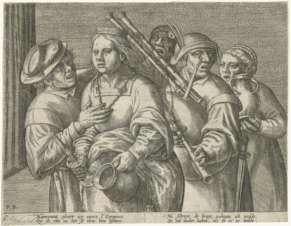 De avond van het huwelijk by Unknown, print, 1540-1584