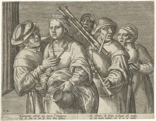 De avond van het huwelijk by Unknown, print, 1540-1584