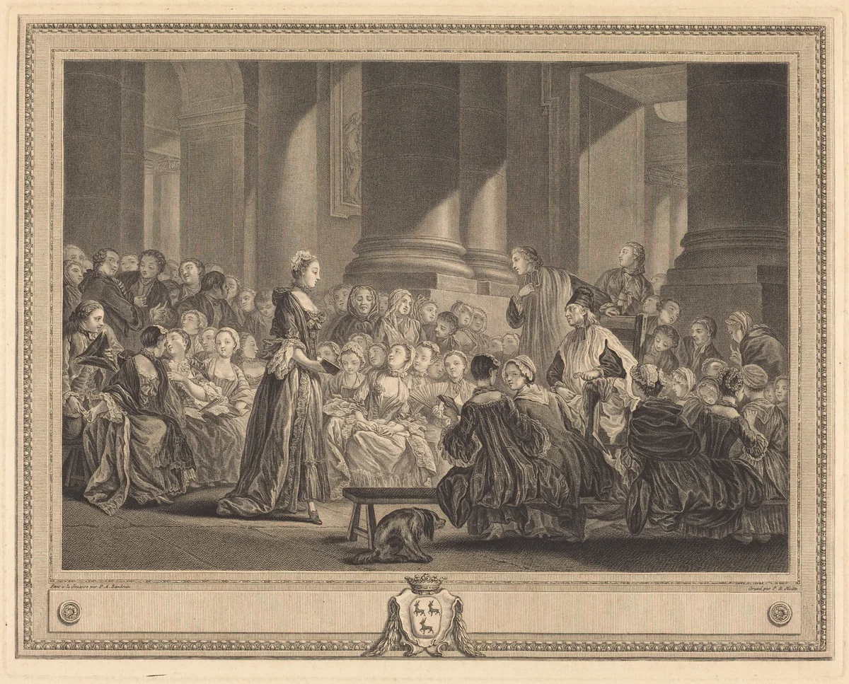 Le catechisme by Pierre Etienne Moitte, print, 1777
