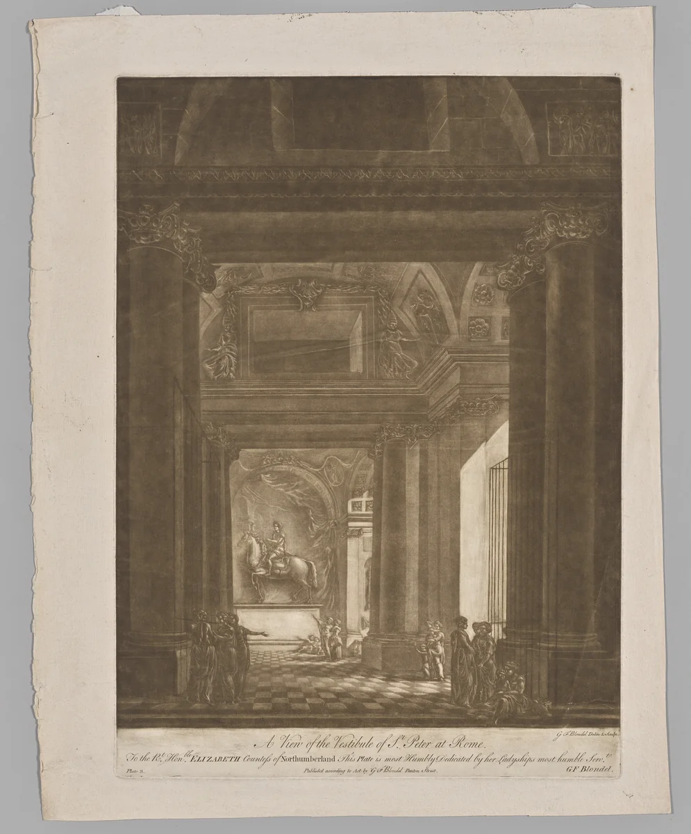 A View of the Vestibule of St. Peter at Rome by Georges Francois Blondel, print, 1766