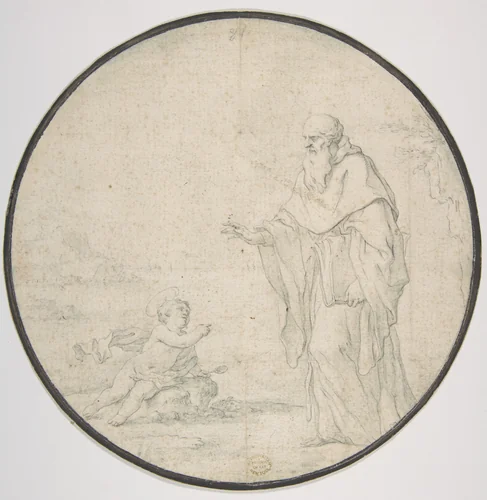 St. Augustine and the Child on the Seashore by Andrea Pozzo, drawing, 1642-1709