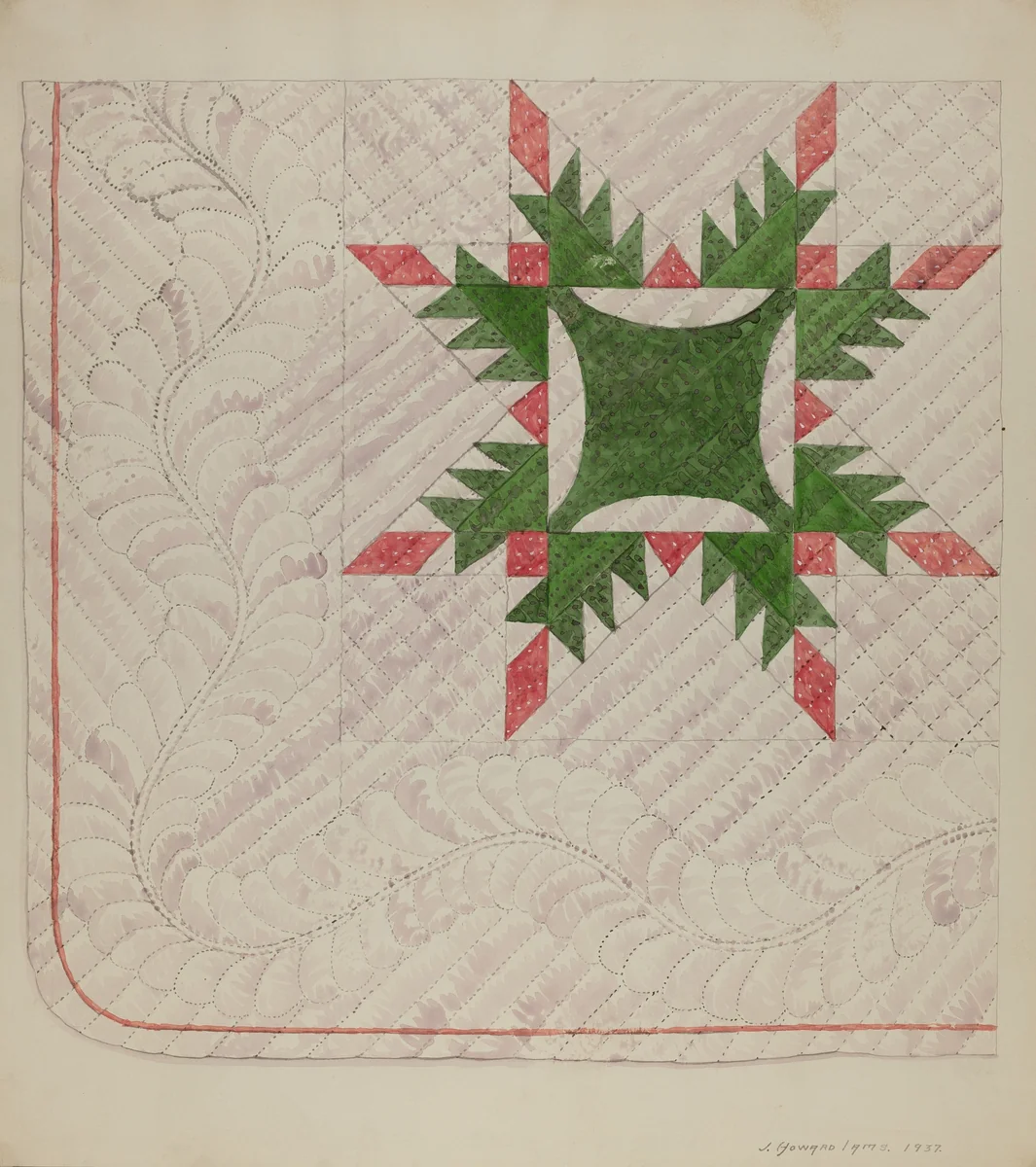 Quilt by J. Howard Iams, index of american design, 1937