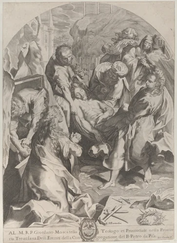The Entombment by Giovanni Temini, print, 1617-1627