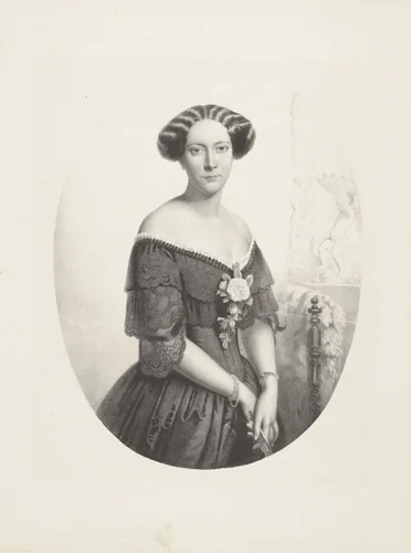 Portret van een onbekende vrouw, mogelijk mevrouw Rengers by Paul Tetar van Elven, print, 1833-1896