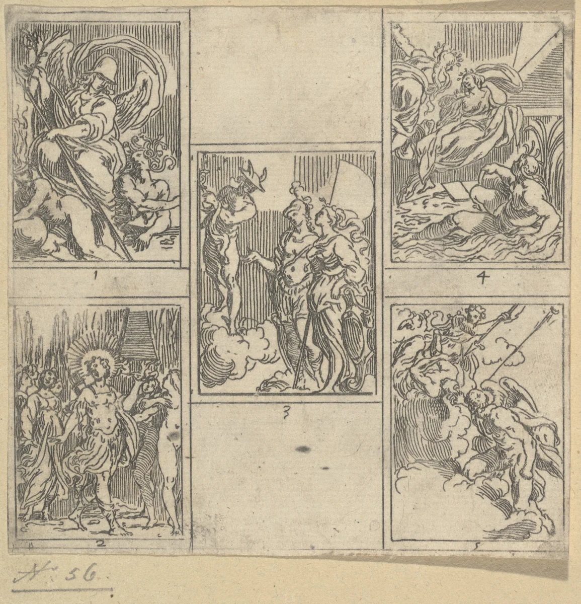 The Obsequies of Agostino Carracci: Second Plate by Guido Reni, print, 1603