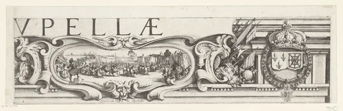 Beleg van La Rochelle, september 1627-oktober 1628 (randwerk, deel rechtsboven) by Jacques Callot, print, 1628-1631