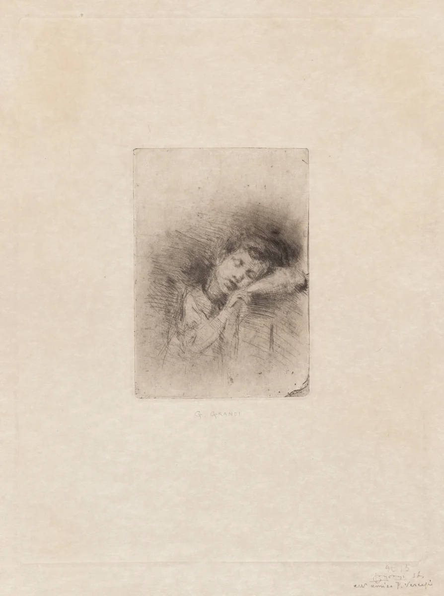 Bimbo che dorme (Sleeping Boy) by Giuseppe Grandi, print, 1843-1894