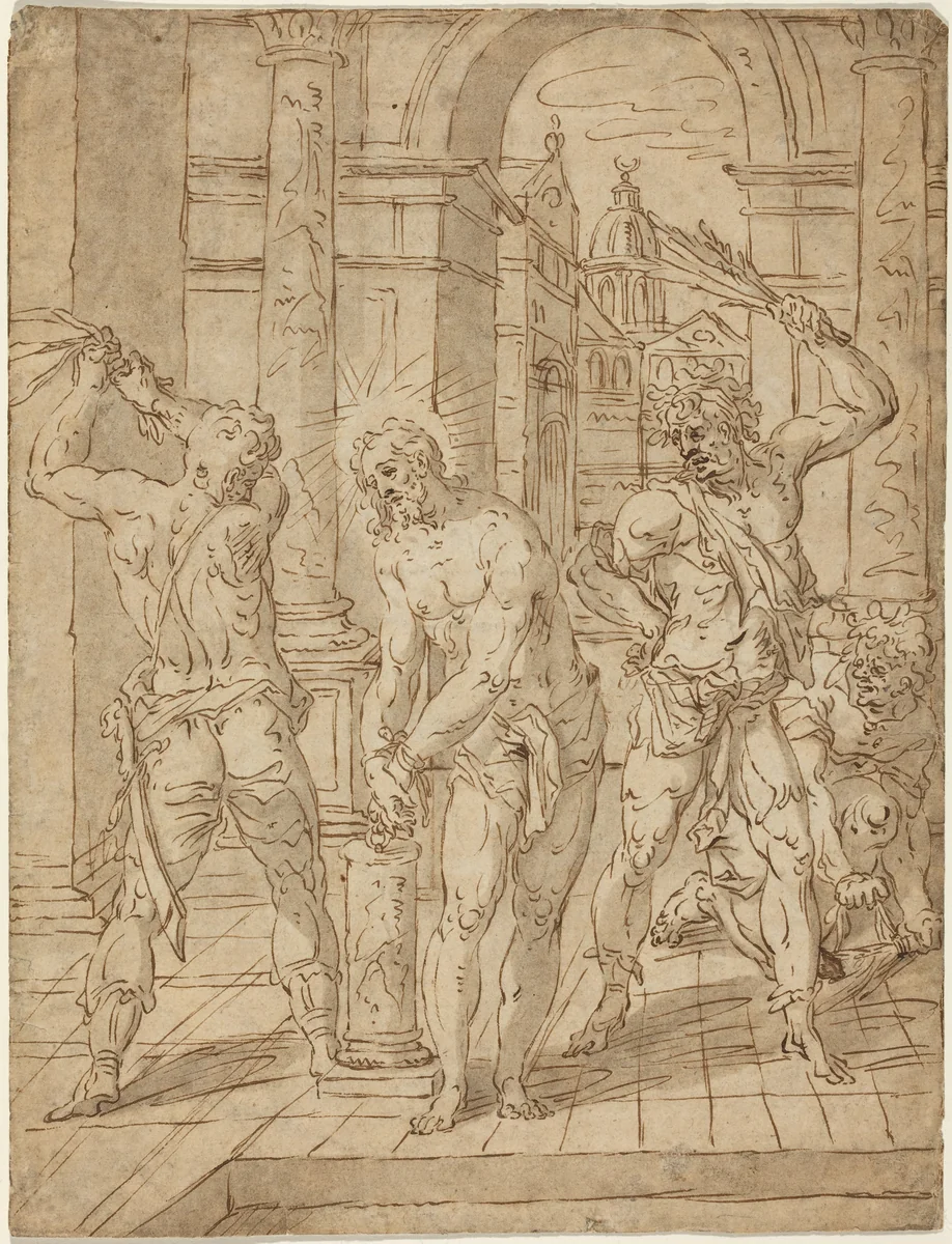 The Flagellation of Christ by Hendrik de Clerck, drawing, 1620