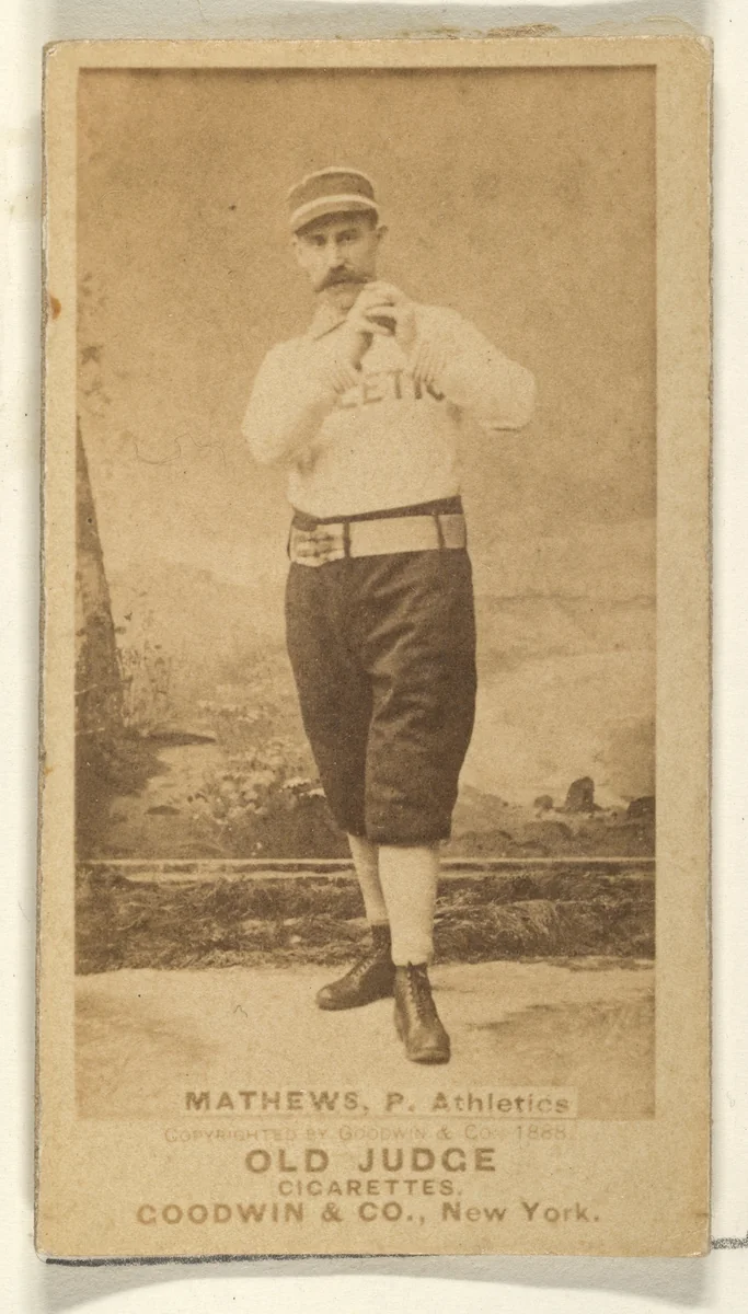 Mathews, Pitcher, Philadelphia Athletics, from the Old Judge series (N172) for Old Judge Cigarettes by Goodwin & Company, photograph, 1888