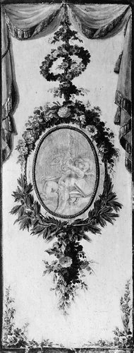 Putto in a medallion surrounded by a garland by French Painter, other, 1700-1799