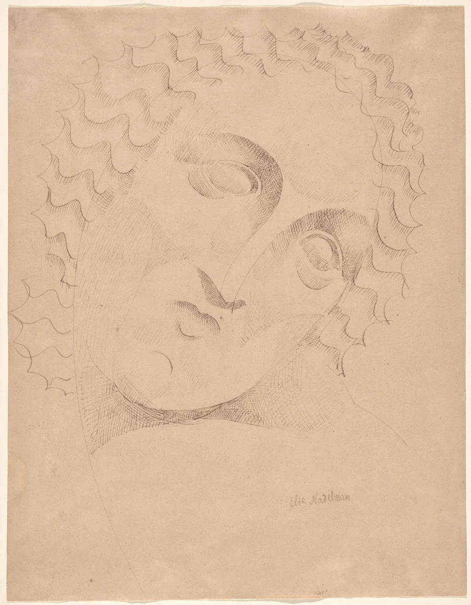 Head by Elie Nadelman, drawing, 1904