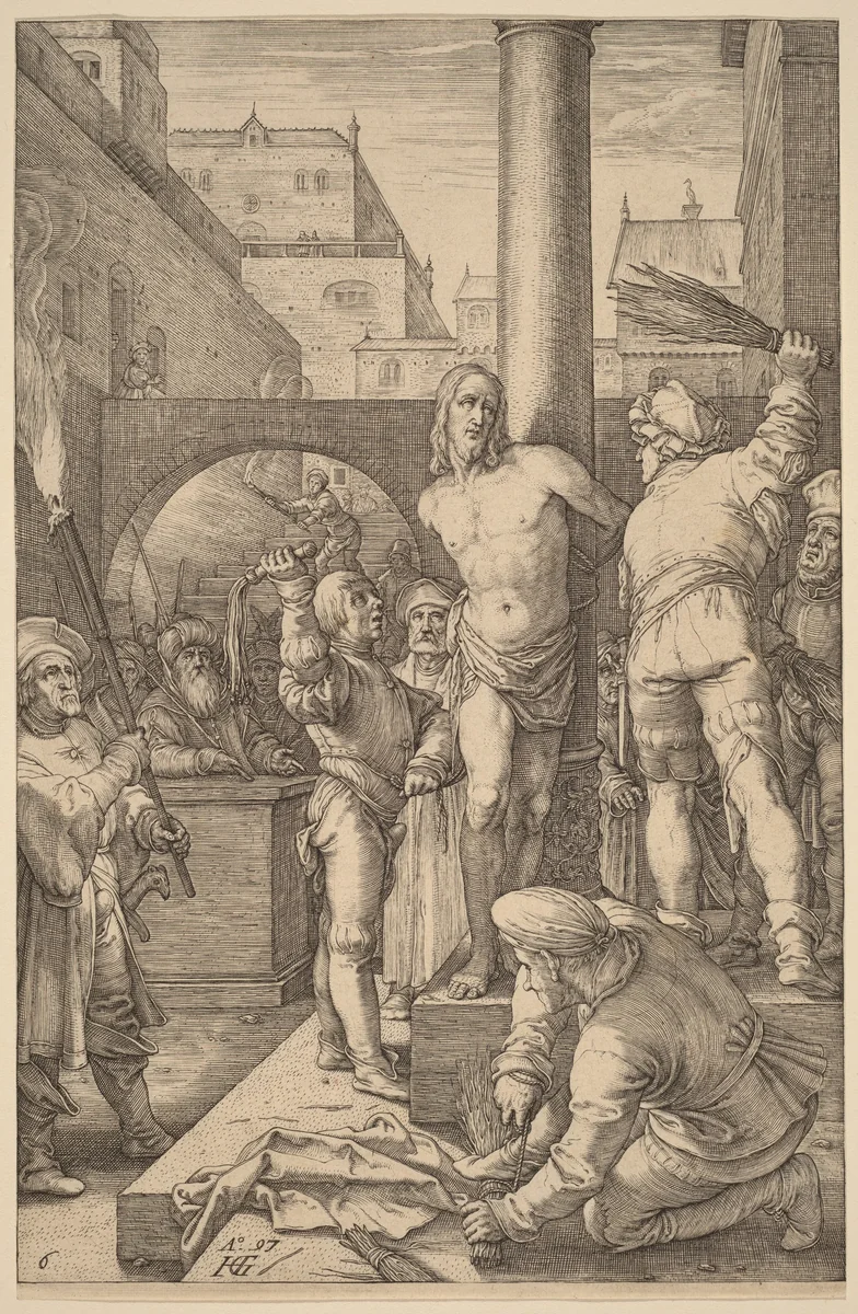 Flagellation of Christ by Hendrick Goltzius, print, 1597