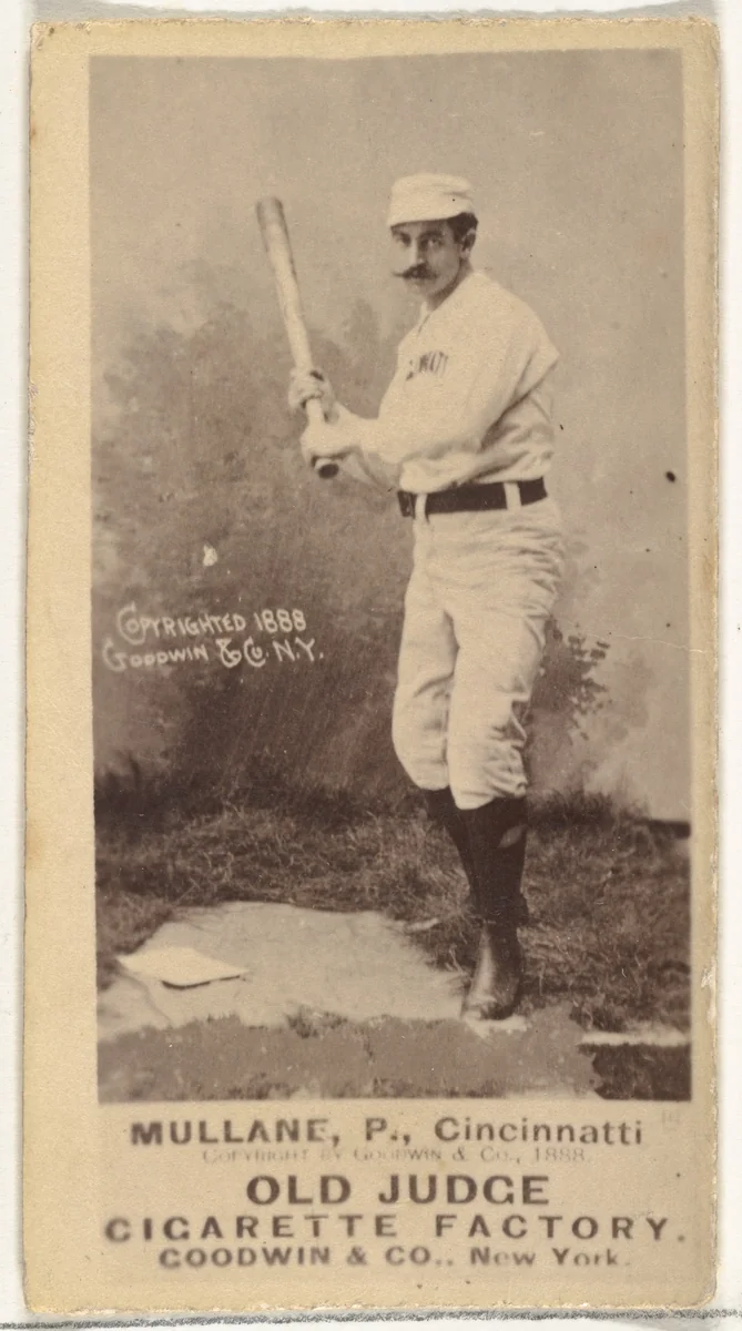 Anthony John "Tony" Mullane, Pitcher, Cincinnati, from the Old Judge series (N172) for Old Judge Cigarettes by Goodwin & Company, photograph, 1888