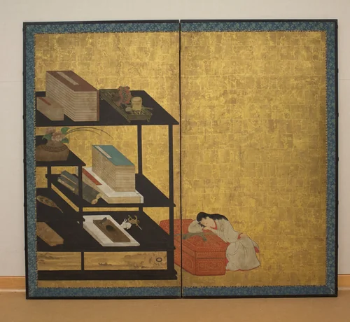 Interior Scene with Books and Writing Implements by Unidentified Artist, painting, 1633-1646