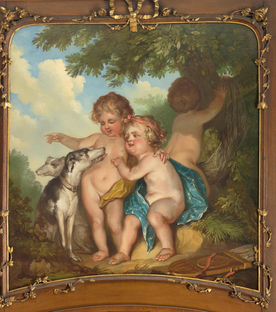 Drie kinderen met twee honden by Jurriaan Andriessen, painting, 1771