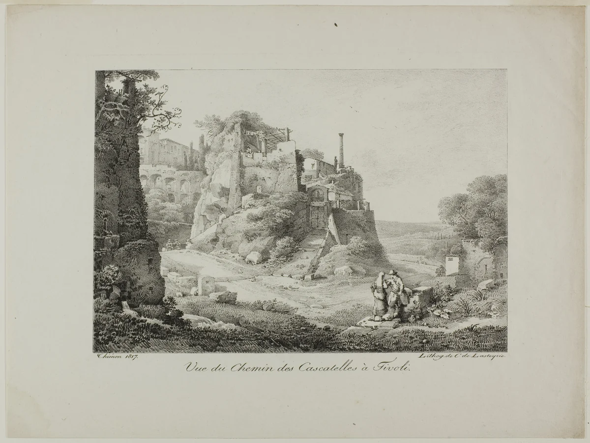 View of the Road from Cascatelles to Tivoli by Claude Thienon, print, 1817