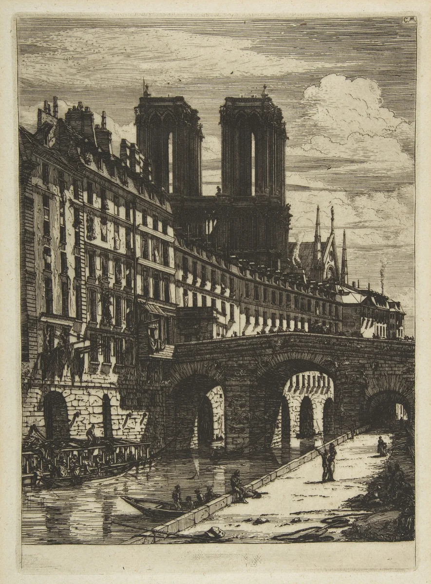 The Petit Pont, Paris by Charles Meryon, print, 1850