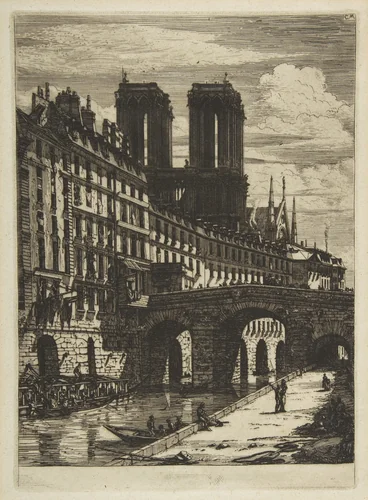 The Petit Pont, Paris by Charles Meryon, print, 1850