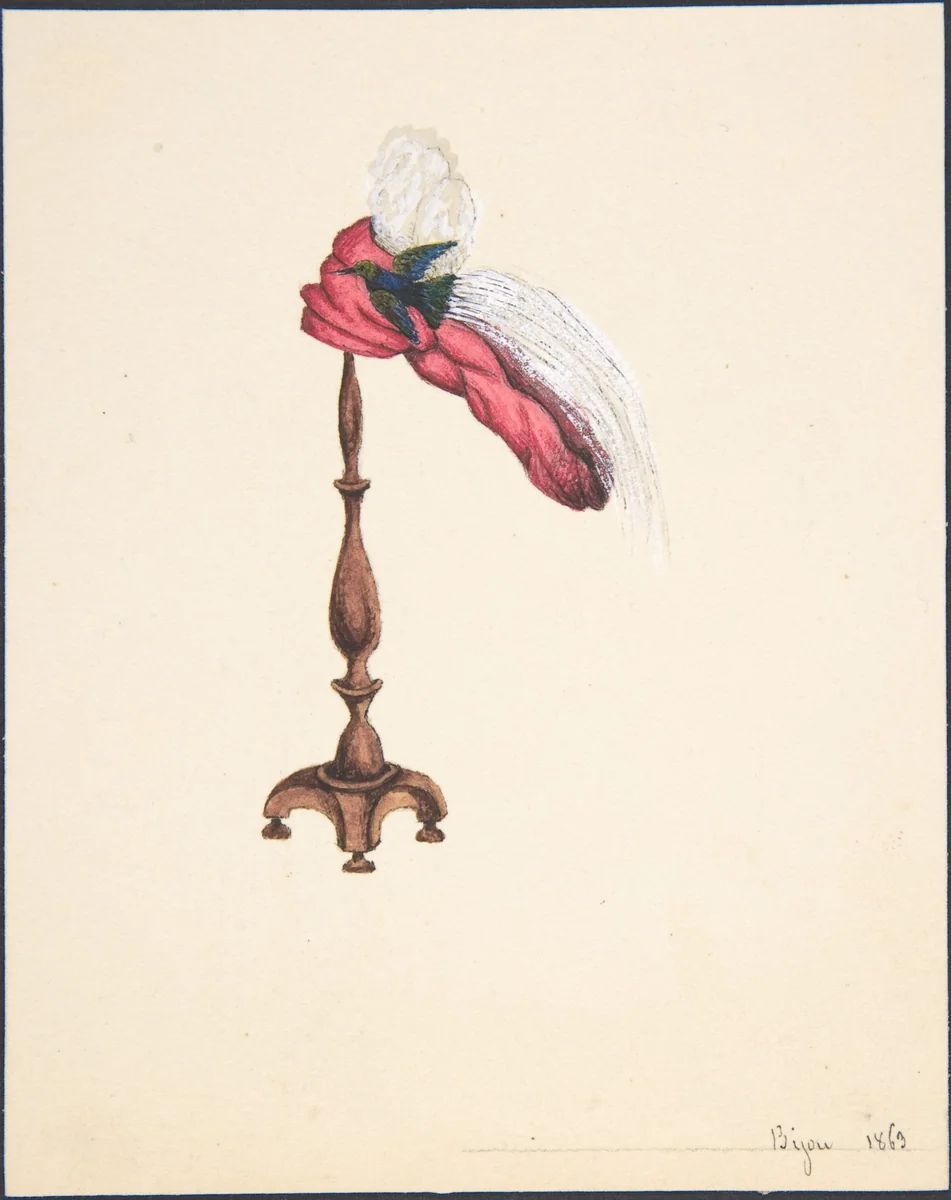 A Hat on a Stand by Auguste Félix, drawing, 1863