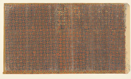 Blad met ruitenpatroon van ranken met bloem als veldvulling (één van acht identieke bladen) by anonymous, other, 1850-1950