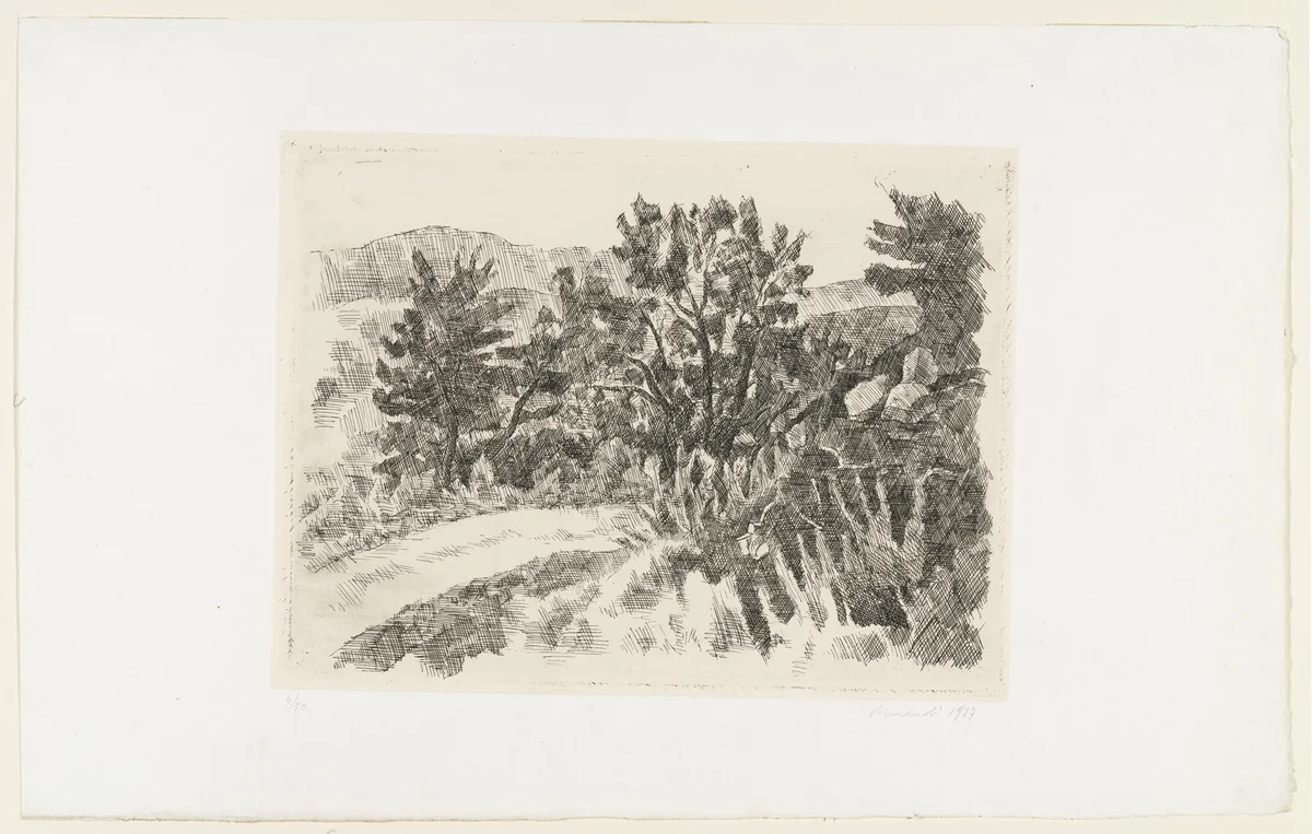 Landscape by Giorgio Morandi, print, 1927