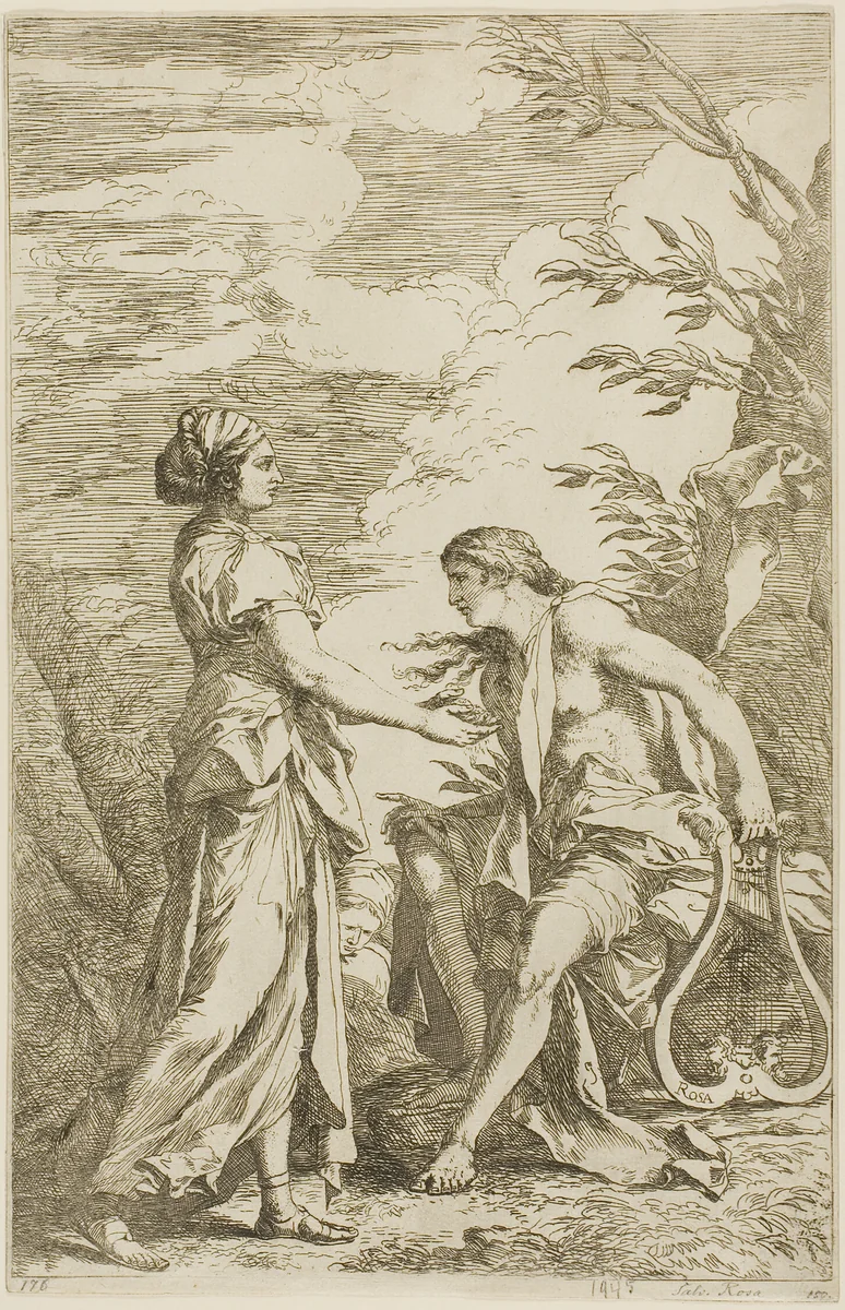 Apollo and the Cumean Sybil by Salvator Rosa, print, 1780