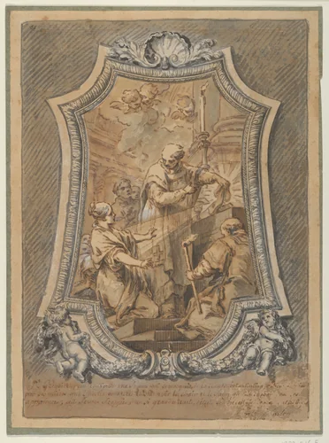 The Mass of St. Gregory by Carle Vanloo, drawing, 1715-1765